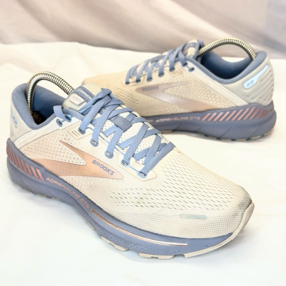 Brooks Adrenaline GTS 22 Shoes Women's Beige Blue Running Sneakers Size 9 - Picture 16 of 16